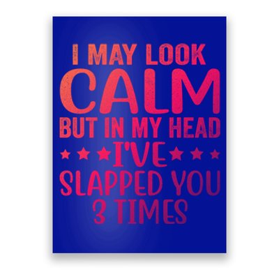 Funny Look Calm But In My Head Ive Slapped You 3 Times Cute Gift Poster