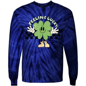 Feeling Lucky Cute Shamrock Happy St Patricks Day Go Green Tie-Dye Long Sleeve Shirt