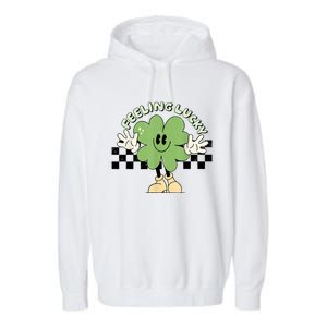 Feeling Lucky Cute Shamrock Happy St Patricks Day Go Green Garment-Dyed Fleece Hoodie