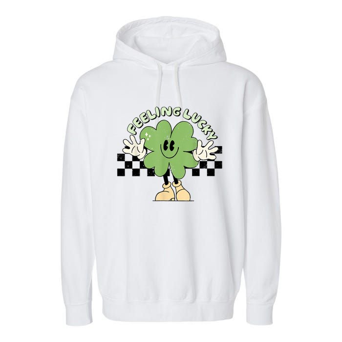 Feeling Lucky Cute Shamrock Happy St Patricks Day Go Green Garment-Dyed Fleece Hoodie