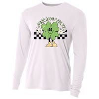 Feeling Lucky Cute Shamrock Happy St Patricks Day Go Green Cooling Performance Long Sleeve Crew