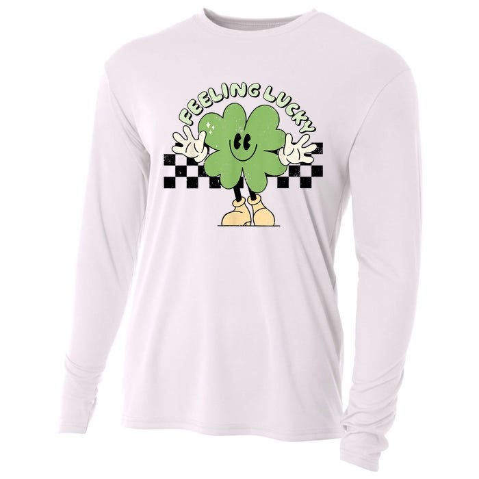 Feeling Lucky Cute Shamrock Happy St Patricks Day Go Green Cooling Performance Long Sleeve Crew