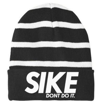 Funny Lets Cuddle Naked Afraid Design Saying Tv Show Gift Striped Beanie with Solid Band