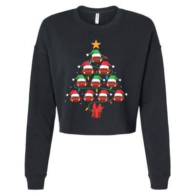 Football Lover Christmas Tree Football Lover Xmas Tree Gift Cropped Pullover Crew