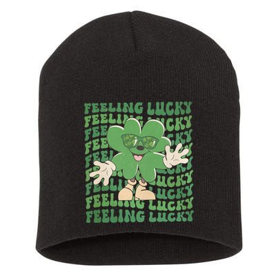 Feeling Lucky Cute Saint Patrick Day Gift Idea Short Acrylic Beanie