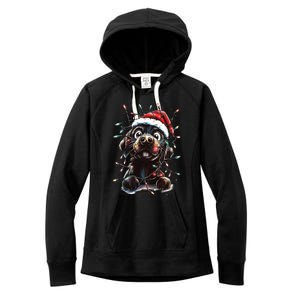 Funny Labrador Christmas Dog Lab Mom Dog Santa Cute Puppy Meaningful Gift Women's Fleece Hoodie