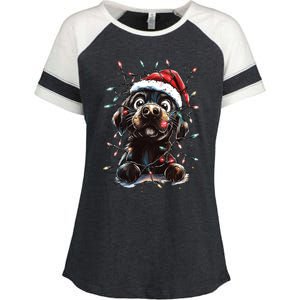 Funny Labrador Christmas Dog Lab Mom Dog Santa Cute Puppy Meaningful Gift Enza Ladies Jersey Colorblock Tee