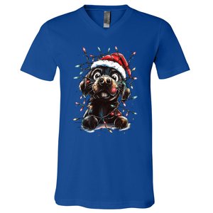 Funny Labrador Christmas Dog Lab Mom Dog Santa Cute Puppy Meaningful Gift V-Neck T-Shirt