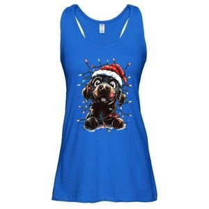 Funny Labrador Christmas Dog Lab Mom Dog Santa Cute Puppy Meaningful Gift Ladies Essential Flowy Tank