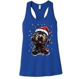 Funny Labrador Christmas Dog Lab Mom Dog Santa Cute Puppy Meaningful Gift Women's Racerback Tank