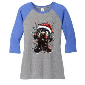 Funny Labrador Christmas Dog Lab Mom Dog Santa Cute Puppy Meaningful Gift Women's Tri-Blend 3/4-Sleeve Raglan Shirt