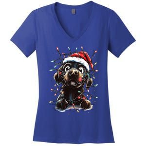 Funny Labrador Christmas Dog Lab Mom Dog Santa Cute Puppy Meaningful Gift Women's V-Neck T-Shirt