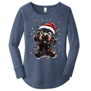 Funny Labrador Christmas Dog Lab Mom Dog Santa Cute Puppy Meaningful Gift Women's Perfect Tri Tunic Long Sleeve Shirt