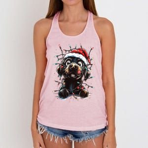 Funny Labrador Christmas Dog Lab Mom Dog Santa Cute Puppy Meaningful Gift Women's Knotted Racerback Tank