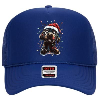 Funny Labrador Christmas Dog Lab Mom Dog Santa Cute Puppy Meaningful Gift High Crown Mesh Back Trucker Hat