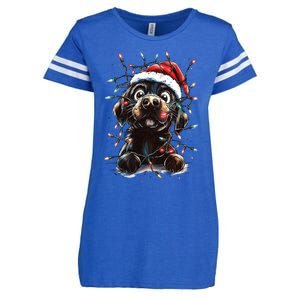 Funny Labrador Christmas Dog Lab Mom Dog Santa Cute Puppy Meaningful Gift Enza Ladies Jersey Football T-Shirt