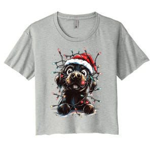 Funny Labrador Christmas Dog Lab Mom Dog Santa Cute Puppy Meaningful Gift Women's Crop Top Tee