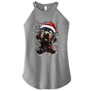 Funny Labrador Christmas Dog Lab Mom Dog Santa Cute Puppy Meaningful Gift Women's Perfect Tri Rocker Tank