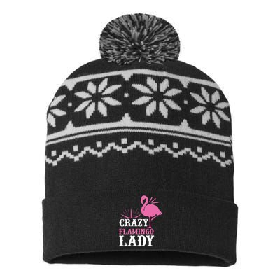 Flamingo Lady Cute Flamingo Art Flamingo Lover USA-Made Snowflake Beanie