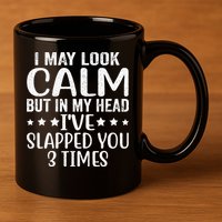Funny Look Calm But In My Head Ive Slapped You 3 Times 11oz C Handle Ceramic Mug