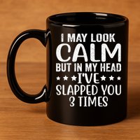 Funny Look Calm But In My Head Ive Slapped You 3 Times 11oz C Handle Ceramic Mug