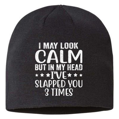 Funny Look Calm But In My Head Ive Slapped You 3 Times Sustainable Beanie