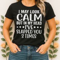 Funny Look Calm But In My Head Ive Slapped You 3 Times Womens T-Shirt