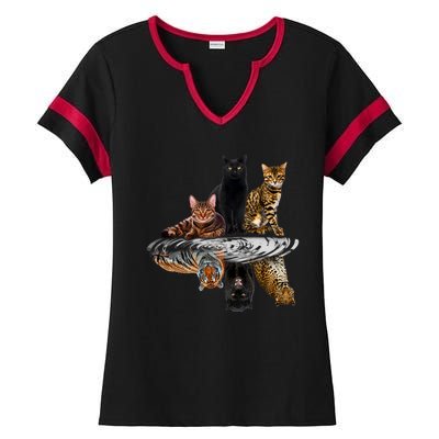 Funny Little Cats Big Cats Ladies Halftime Notch Neck Tee