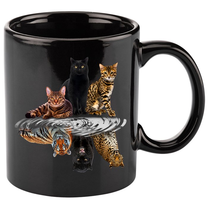 Funny Little Cats Big Cats 11oz C Handle Ceramic Mug