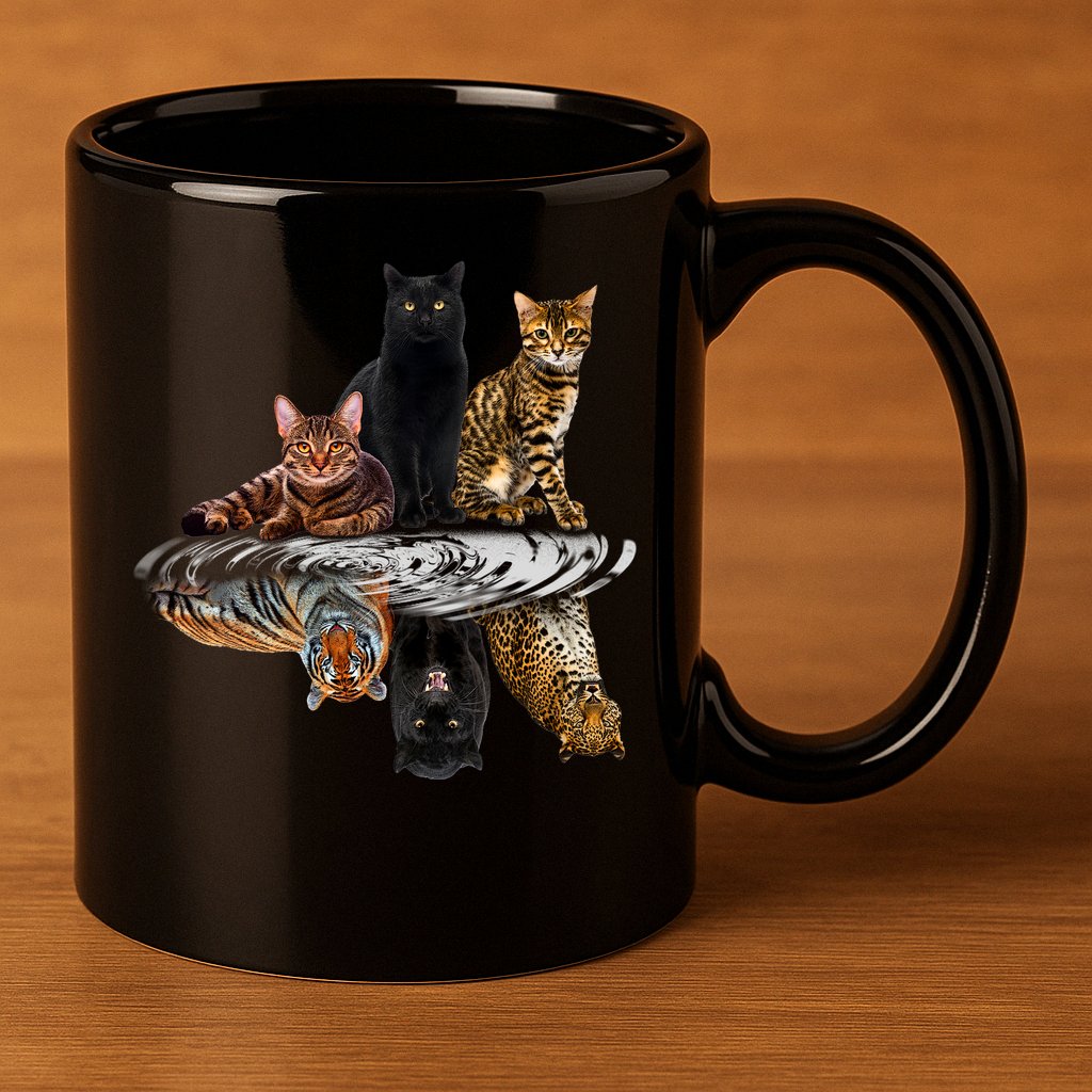 Funny Little Cats Big Cats 11oz C Handle Ceramic Mug