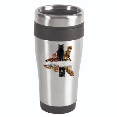 Funny Little Cats Big Cats 16oz Travel Tumbler