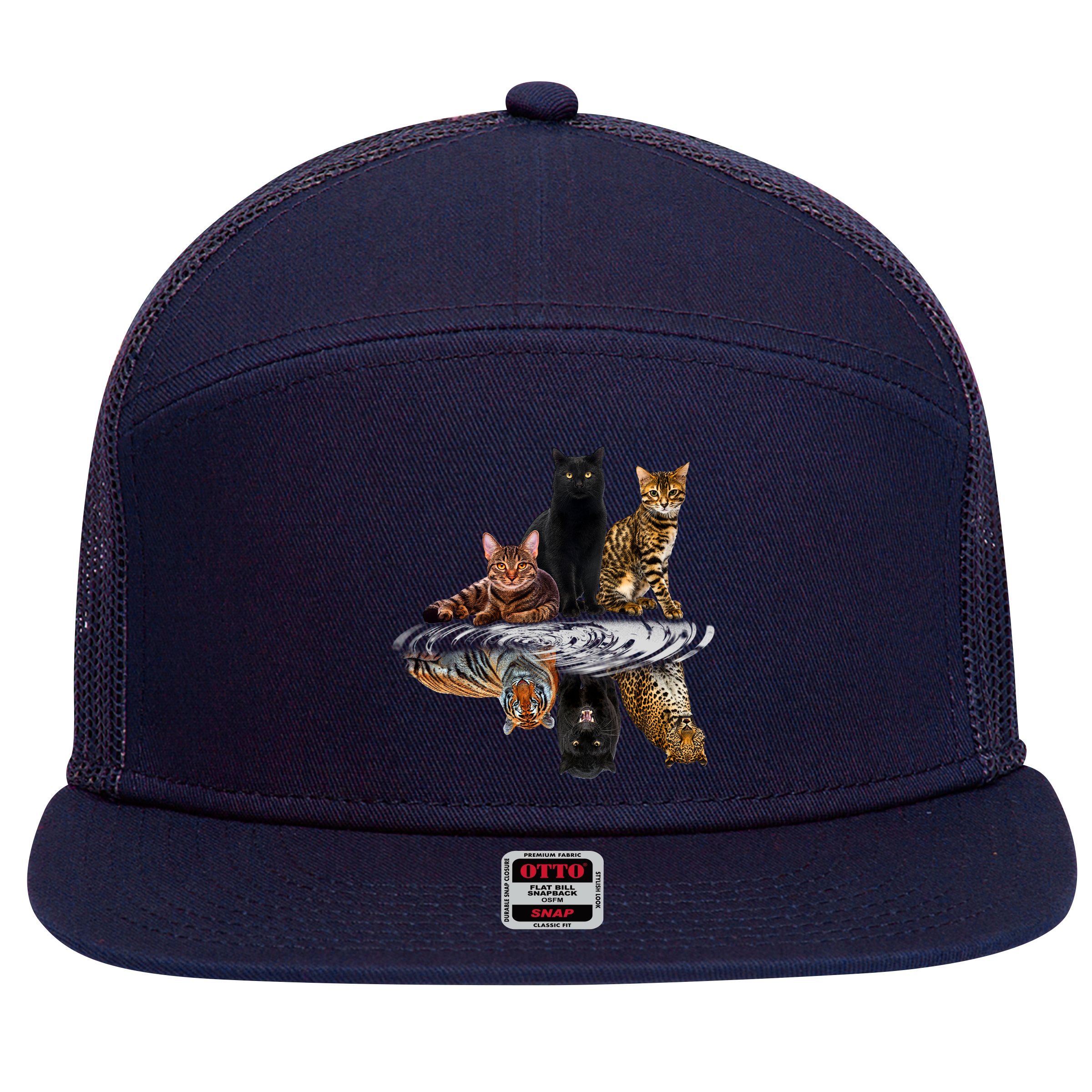 Funny Little Cats Big Cats 7 Panel Mesh Trucker Snapback Hat