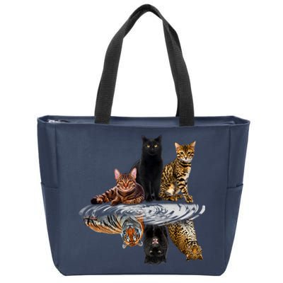 Funny Little Cats Big Cats Zip Tote Bag