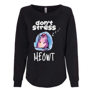 Funny Lazy Cat Cute Cat Pun Dont Stress Meowt Gift Womens California Wash Sweatshirt