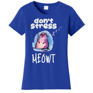 Funny Lazy Cat Cute Cat Pun Dont Stress Meowt Gift Women's T-Shirt