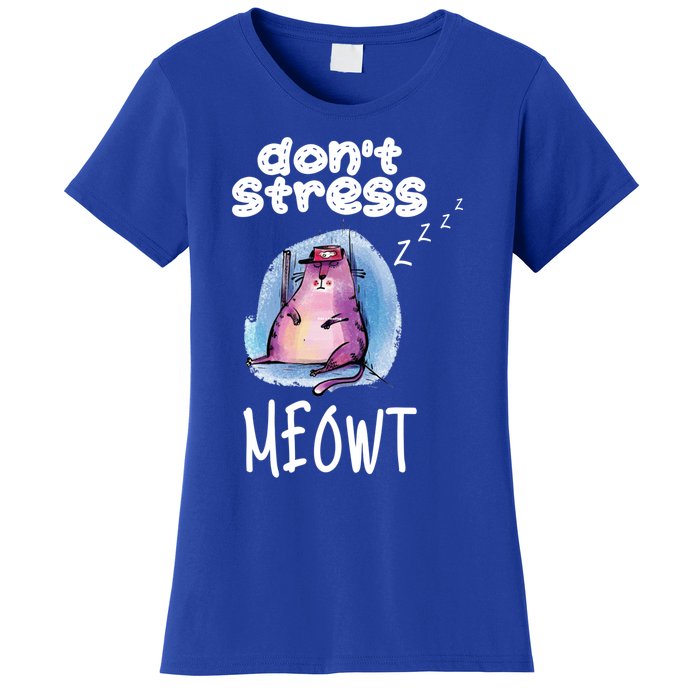 Funny Lazy Cat Cute Cat Pun Dont Stress Meowt Gift Women's T-Shirt