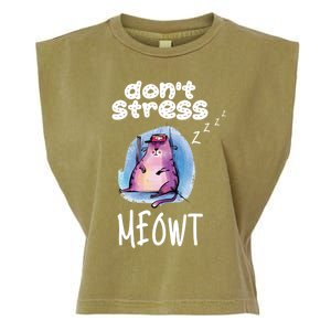 Funny Lazy Cat Cute Cat Pun Dont Stress Meowt Gift Garment-Dyed Women's Muscle Tee