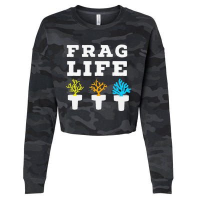 Frag Life Coral Reef Saltwater Funny Aquarist Joke Cropped Pullover Crew