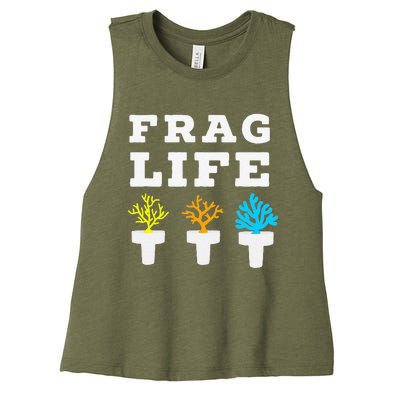 Frag Life Coral Reef Saltwater Funny Aquarist Joke Women's Racerback Cropped Tank