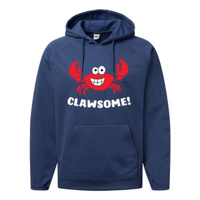 Funny Lobster Clawsome Sea Crab Cartoon Lobster Performance Fleece Hoodie