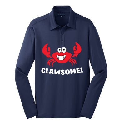 Funny Lobster Clawsome Sea Crab Cartoon Lobster Silk Touch Performance Long Sleeve Polo