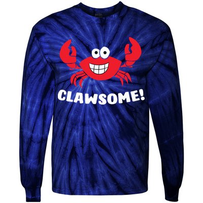 Funny Lobster Clawsome Sea Crab Cartoon Lobster Tie-Dye Long Sleeve Shirt