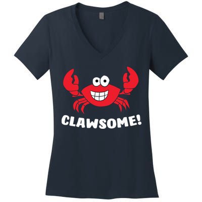 Funny Lobster Clawsome Sea Crab Cartoon Lobster Women's V-Neck T-Shirt
