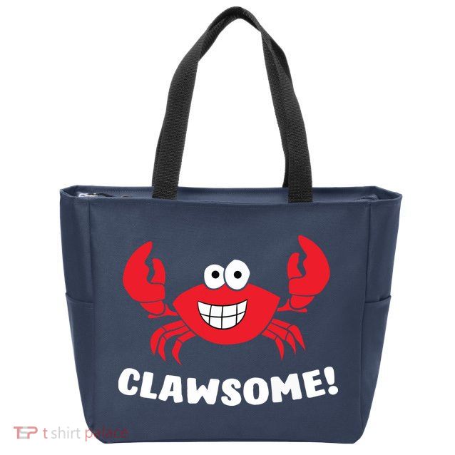 Funny Lobster Clawsome Sea Crab Cartoon Lobster Zip Tote Bag