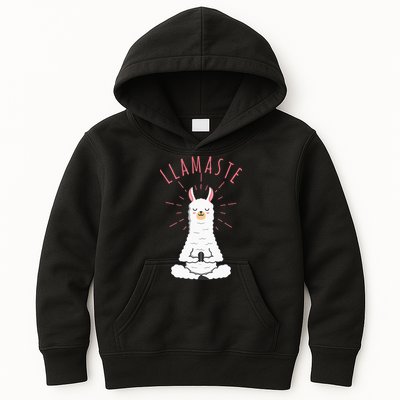 Funny Llama Do Yoga Llamaste Namaste Funny Yoga Meditation Kids Hoodie