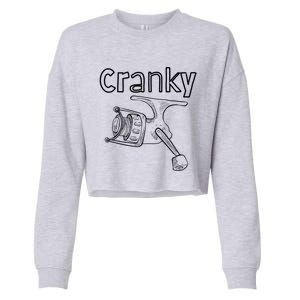 Fishing Lover Dad Funny Gift Cranky Funny Graphic Fisher Gift Cropped Pullover Crew