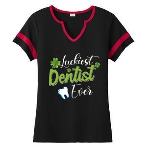 Funny Luckiest Dentist Ever Gift St Patrick's Day Funny Gift Ladies Halftime Notch Neck Tee