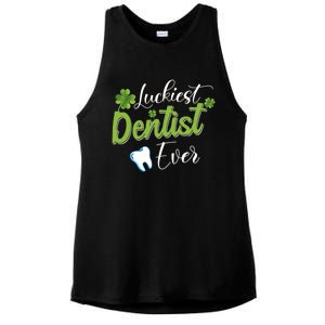 Funny Luckiest Dentist Ever Gift St Patrick's Day Funny Gift Ladies PosiCharge Tri-Blend Wicking Tank