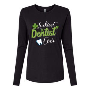 Funny Luckiest Dentist Ever Gift St Patrick's Day Funny Gift Womens Cotton Relaxed Long Sleeve T-Shirt