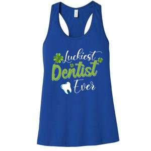 Funny Luckiest Dentist Ever Gift St Patrick's Day Funny Gift Women's Racerback Tank